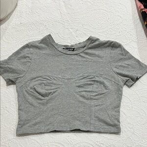 Fashion Nova Gray Crop Top